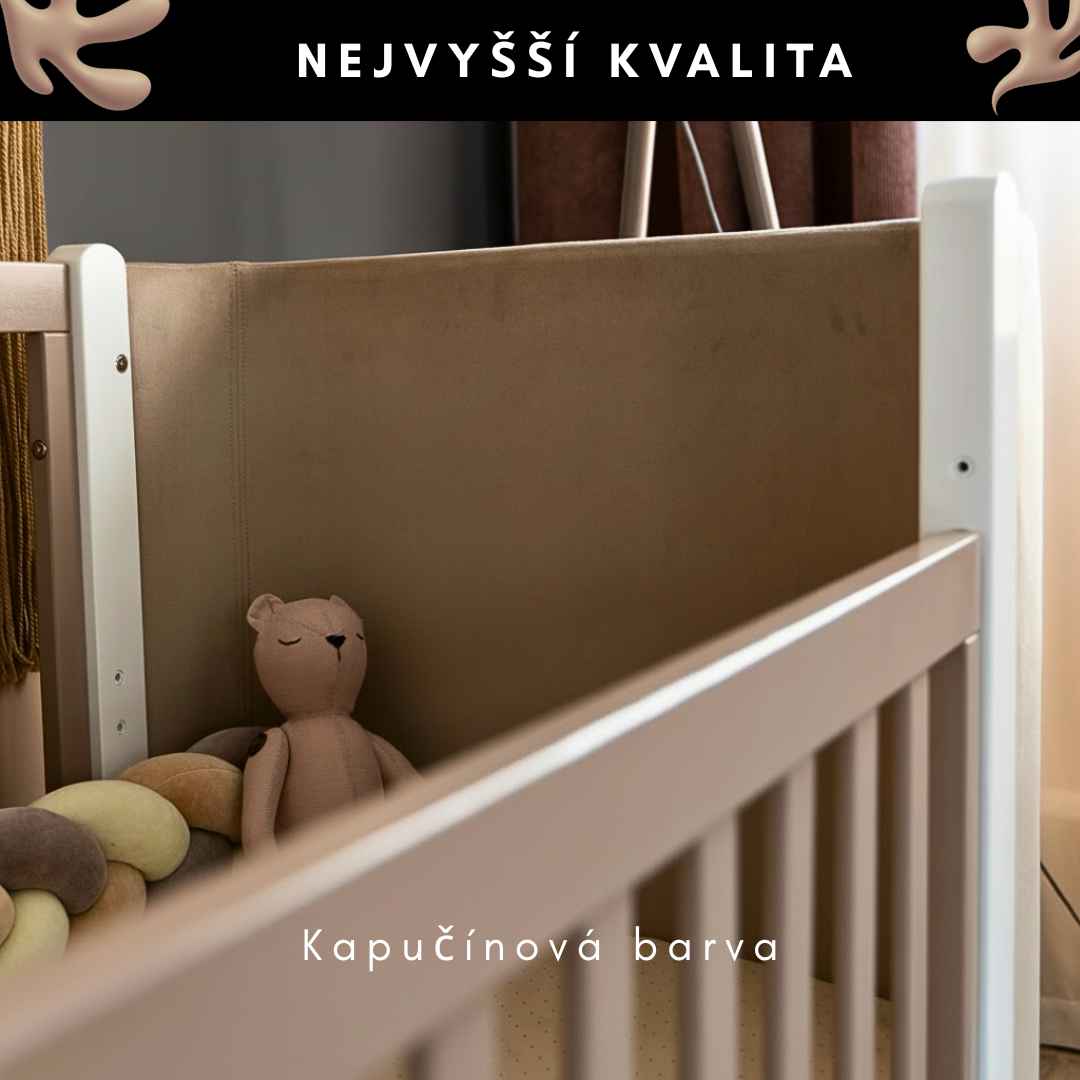 Dětská designová postýlka Zukko Soft Gekko Kids 120x60. Cappuccino / Bílá